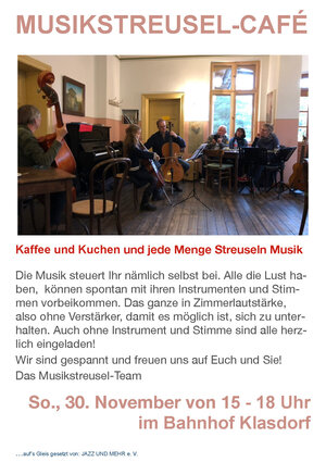 Bahnhof Klasdorf - Musikstreusel-Café November 2025